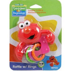 NEW Elmo from Sesame Street Baby Infant Rattle with Toy Rings S9122 0-18 months!